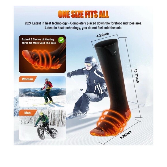 Smart Electric Heated Socks Rechargeable 6000mAh Battery APP Control Foot Warmer - Picture 6 of 12